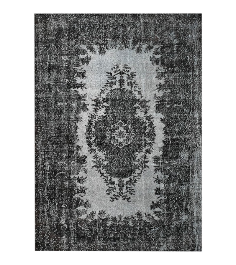 5'9x9'4 Feet , anthracite in Gray color Rug , 6x9 handmade Rug , Handmade Rug, Turkish Rug, Area Rug , Vintage Rug , Wool Rug , 175x282 cm