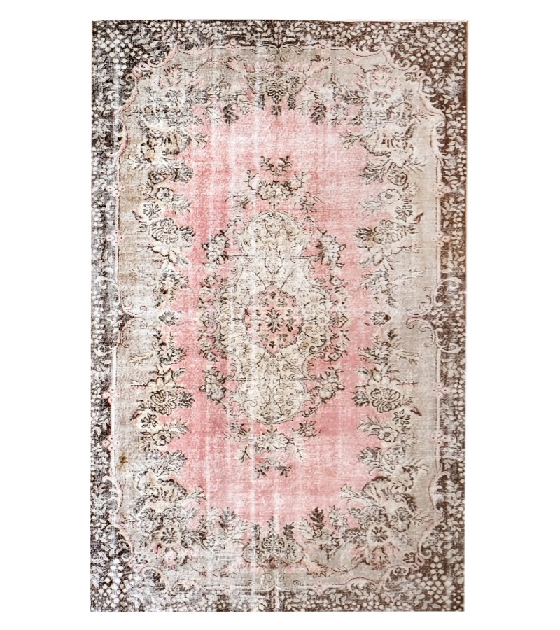 7x10 handmade wool rug , turkish vintage rug , 6'5'x9'11'' anatolian rug , living room rug , distressed rug , pastel color rug , 195x303 cm
