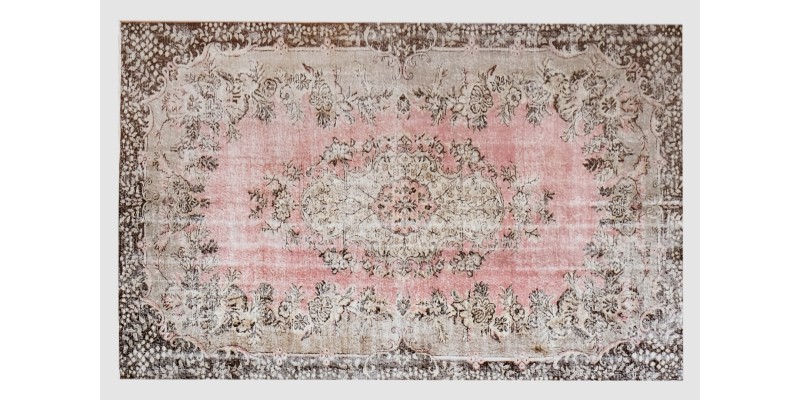 7x10 handmade wool rug , turkish vintage rug , 6'5'x9'11'' anatolian rug , living room rug , distressed rug , pastel color rug , 195x303 cm