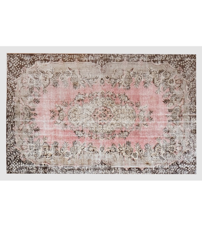7x10 handmade wool rug , turkish vintage rug , 6'5'x9'11'' anatolian rug , living room rug , distressed rug , pastel color rug , 195x303 cm