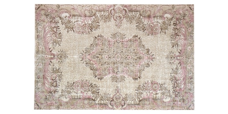 6'2X9'9'' Feet, beige large size rug , 6x10 handmade rug , beige in pink color rug, turkish rug , vintage rug , hand knotted rug 186x296 cm