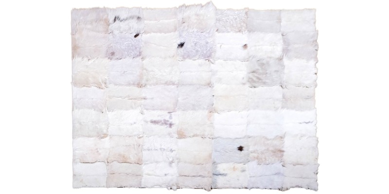 Handmade 100% Genuine Goatskin Rug, Patchwork Goatskin Area Rug, White Hair on Leather Rug, Natural leather Rug, Area Rug 10