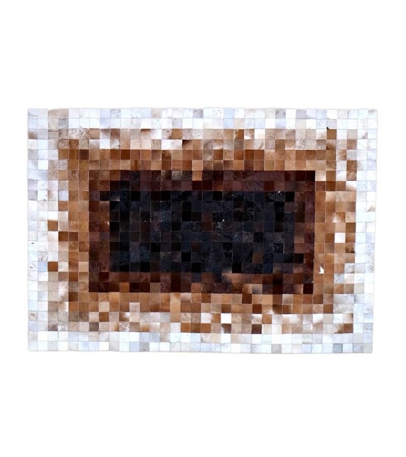 5'3x7'6 Handmade Natural Cowhide Rug / Real Hair-on Leather Patchwork Carpet / Home Decor Area Rug / Hallway or Door Runner / Floor Rug