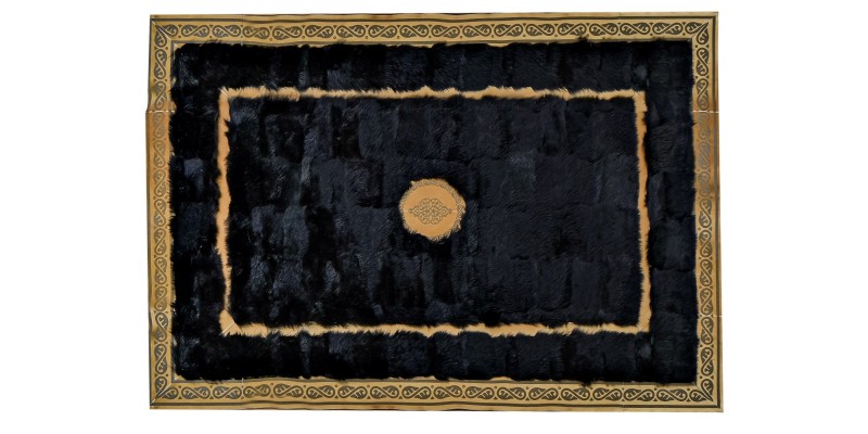Black and Gold Plush Rug, Black Faux Leather Area Rug, Black and Gold Carpet, Black Plush Living Room Rug, Plush Rug, Black Gold Area Rug