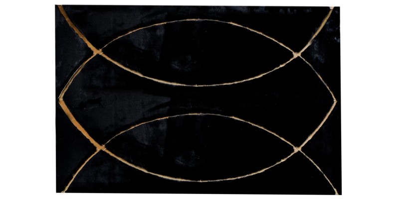 Black and Gold Plush Rug, Black Faux Leather Area Rug, Black and Gold Carpet, Black Plush Living Room Rug, Plush Rug, Black Gold Area Rug