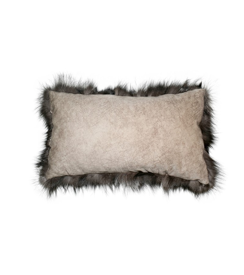 Natural Fox Fur Anthracite Blanket Pillow, Real Fur Throw, Custom Anthracite Throw Pillow Set, Decorative Throw, Decor Housewarming Gift