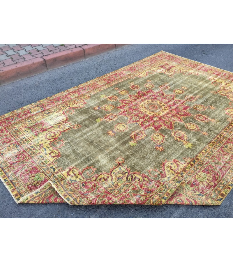 7x10 boho bed plan rug, rug for living room, 6'8X9'11 Handmade vintage rug