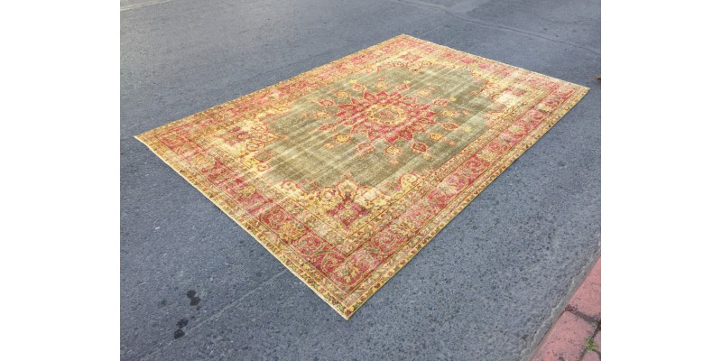 7x10 boho bed plan rug, rug for living room, 6'8X9'11 Handmade vintage rug