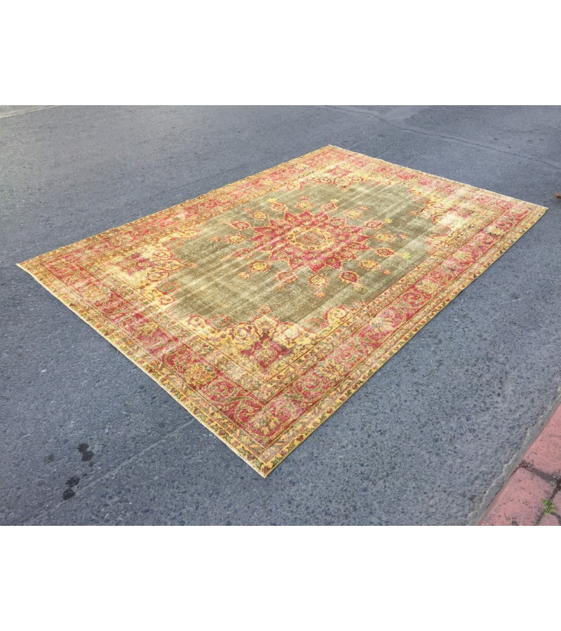 7x10 boho bed plan rug, rug for living room, 6'8X9'11 Handmade vintage rug