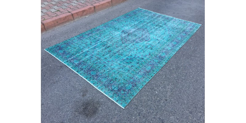 6x9 hand woven rug, , Handmade Teal Blue rug , 5'6 X 8'10 living room rug