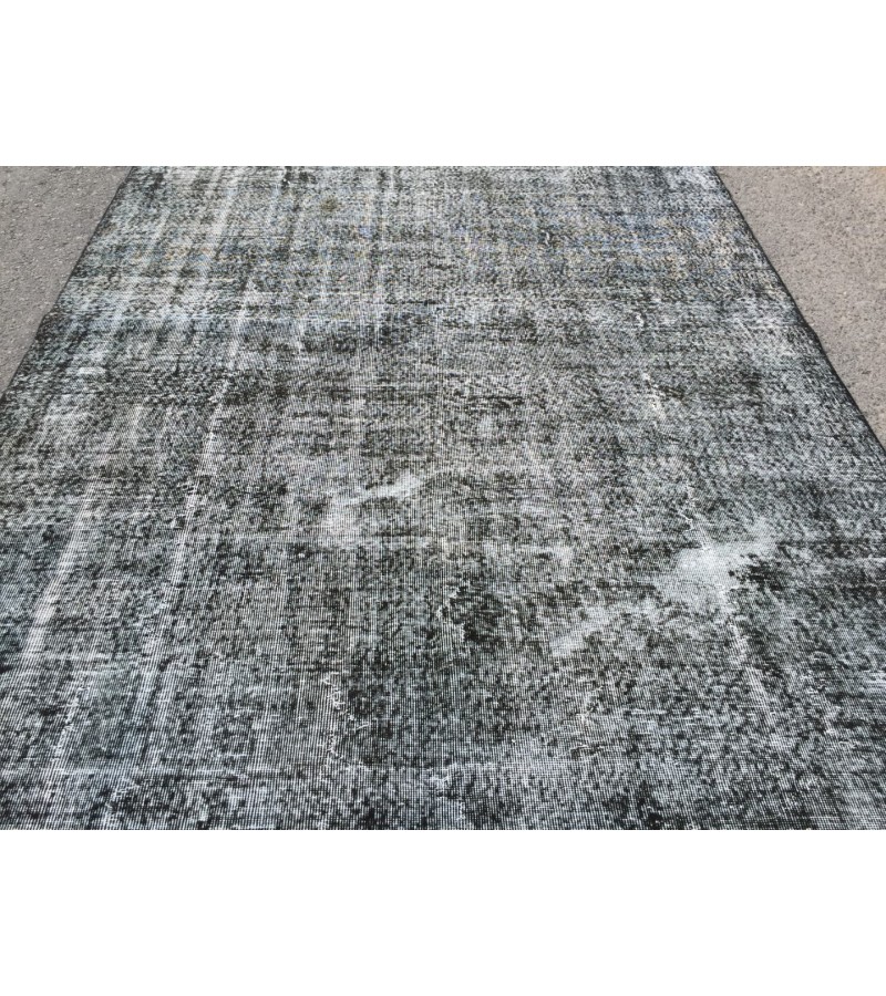 7x10 Turkish rug, black grey rug, , vintage rug, distressed rug, 6'8 X 9'9 wool rug
