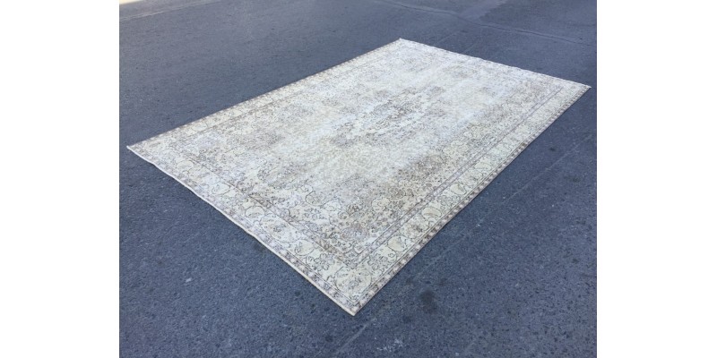 6x10 Rustic Woven Rug ,faded farmhouse rug, 70s rug , 6'1 X 9'6 Turkish Living room Rug