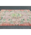 7x11 oversize retro rug, Area rug, Brown Orange Green Living room rug,7'3 X 10'9 Floral Bedroom rug