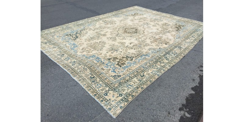 10x14 rug for living room, distressed rug, beige brown blue rug, 9'9 X 13'6 bed plan rug