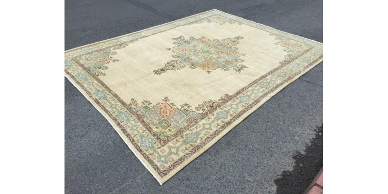8x11 Turkish vintage rug , handmade rug ,beige rug, 8'2 X 10'8 rug for living room