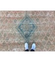 10x13 Geometric Vintage rug for living room, Area rug, pastel red rug, 9'6 X 12'6 Bedroom rug