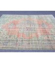 8x10 retro faded rug, oriental yellow red rug, 7'7 X 10'5 Handmade vintage rug