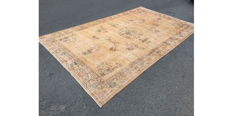 7x11 rug for dining room, rustic orange rug, bedroom rug, 6'8 X 11'2 hand woven rug