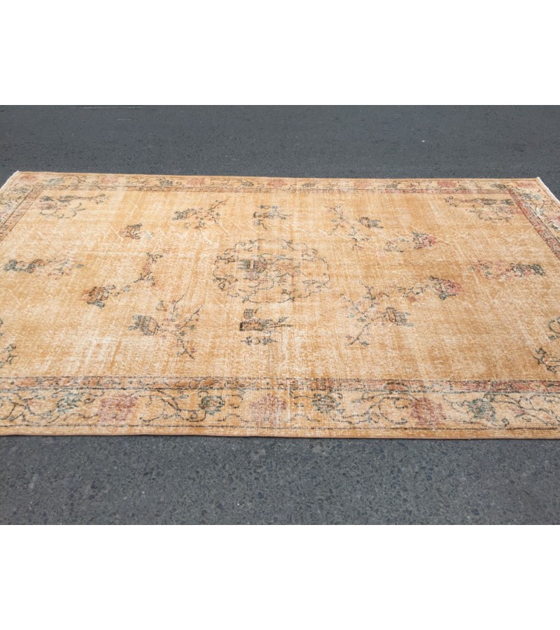 7x11 rug for dining room, rustic orange rug, bedroom rug, 6'8 X 11'2 hand woven rug