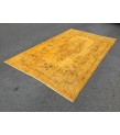 5x9 retro bedroom rug , dining room rug, 5'5 X 9' yellow brown rug