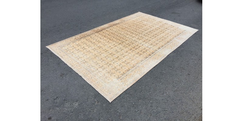 6x10 abstract office rug, wool Rug , Vintage Turkish Rug , 6'1 X 9'9 handmade Beige rug