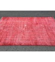 6x9 Red Living room rug, faded woven rug, 5'8 X 9'1 Turkish rug