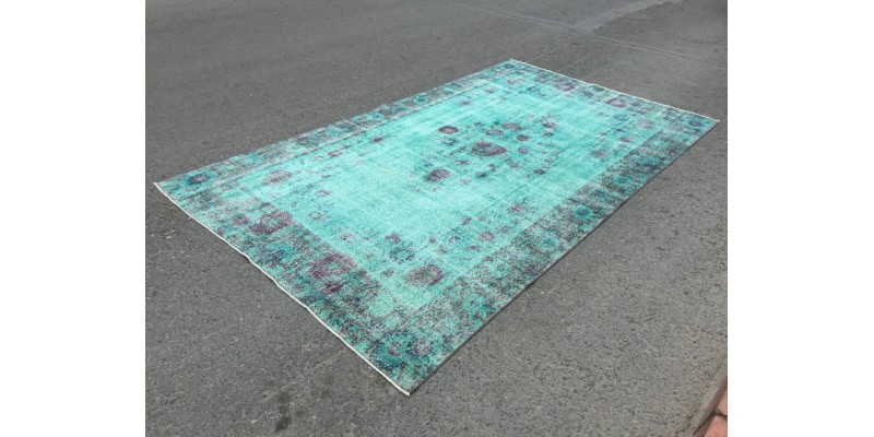 6x11 teal home decor rug, Turkish rug, 6'4 X 10'10 living room rug , Retro rugs