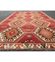 6x10 wool geometric area rug, modern boho red retro kilim, 5'7 X 9'6 Turkish home decor rug