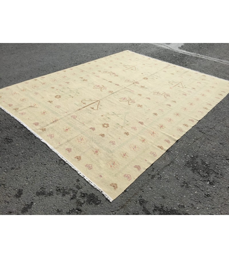 8x10 hand woven kilim, Romanian bedroom rug, flat woven rug, 7'10 X 9'10 vintage kilim