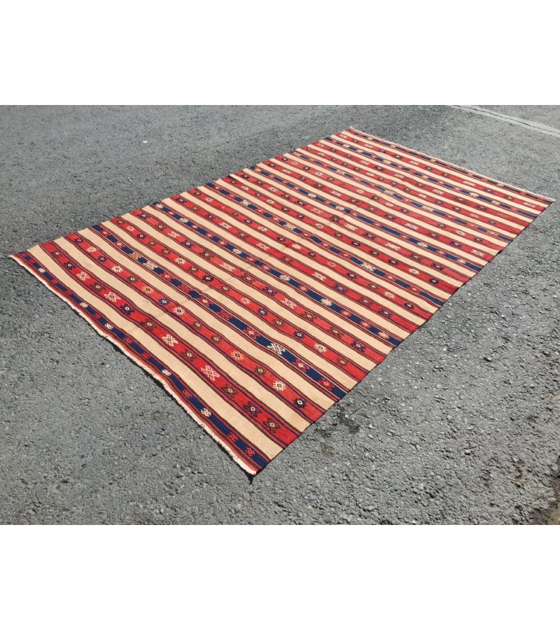6x10 rustic bedroom kilim, retro embroidered kilim , Handmade rug , 5'7 X 9'6 area rug
