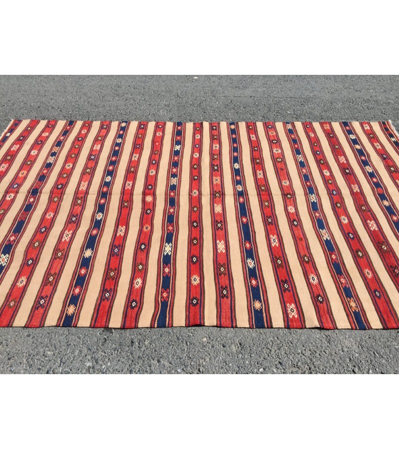 6x10 rustic bedroom kilim, retro embroidered kilim , Handmade rug , 5'7 X 9'6 area rug