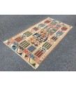 3x7 rainbow geometric kilim rug, Turkish kilim, flat woven rug, 3'3 X 6'6 area rug