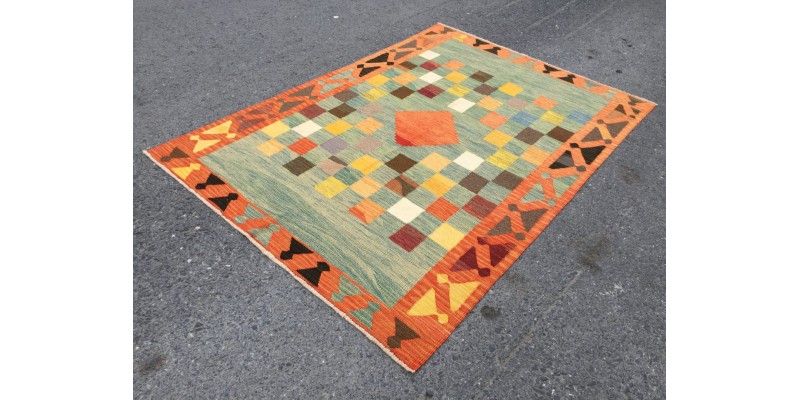 5x7 home decor wool kilim, bedroom rug, geometric rug, 5'1 X 7'1 Turkish rug