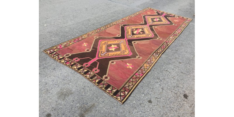 5x13 nomadic kilim runner, corridor rug, Turkish runner, 5'4 X 13'3 Handmade vintage runner
