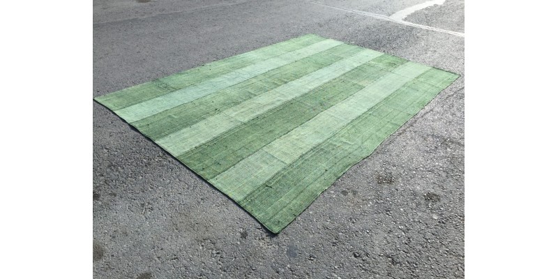 8x12 retro green hemp patchwork, Handmade Area Rug , Turkish rug , 7'10 X 11'7 green rug