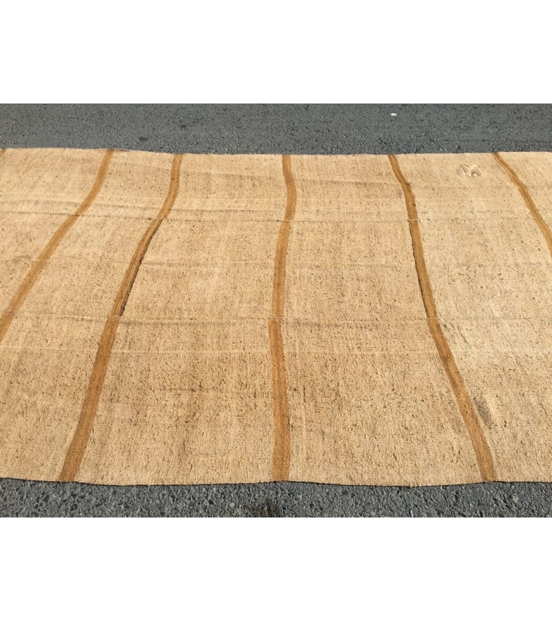 7x12 vintage woven hemp, beige brown handmade rug , 6'8 X 11'10 Area Rug