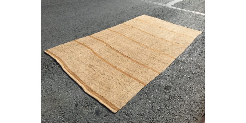 7x12 vintage woven hemp, beige brown handmade rug , 6'8 X 11'10 Area Rug
