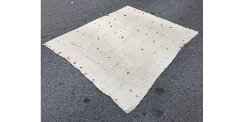 5x6 square ivory hemp, retro rug , bedroom rug, 5'2 X 6'4 Handmade rug