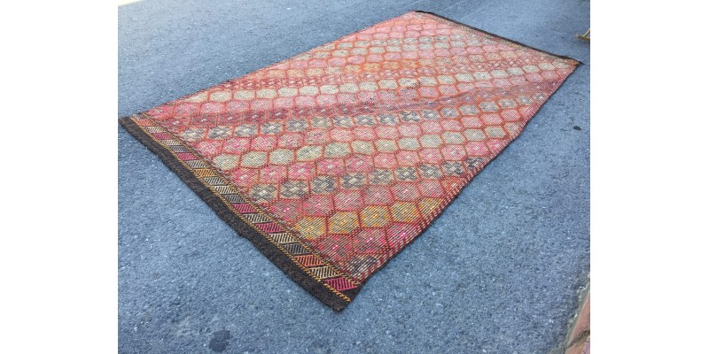 6x11 rainbow nomadic Jijim rug, bedroom Rug , 5'11 X 10'8 Vintage Handmade rug , Woven rug