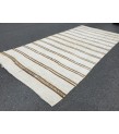 7x14 nomadic hemp rug, boho area rug, woven area rug, 6'6 X 13'11 white brown rug