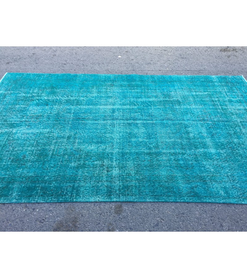 5x9 blue kitchen rug, Handmade Teal Blue rug ,Turkish rug, 5'4 X 8'10 living room rug
