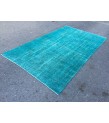 5x9 blue kitchen rug, Handmade Teal Blue rug ,Turkish rug, 5'4 X 8'10 living room rug