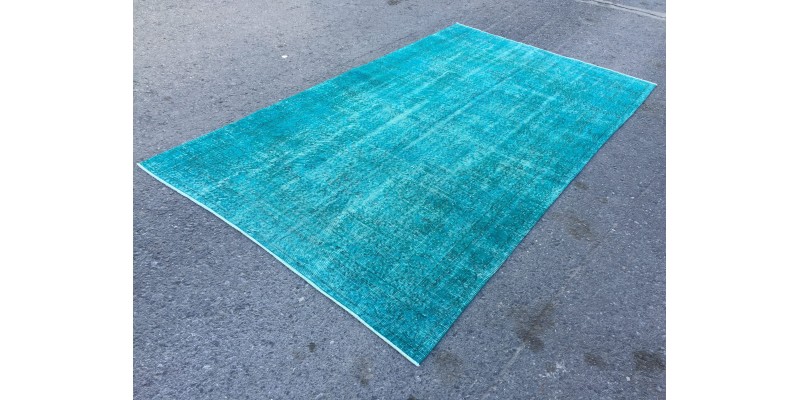 5x9 blue kitchen rug, Handmade Teal Blue rug ,Turkish rug, 5'4 X 8'10 living room rug