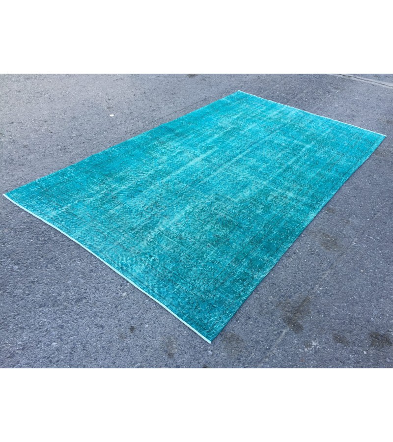 5x9 blue kitchen rug, Handmade Teal Blue rug ,Turkish rug, 5'4 X 8'10 living room rug