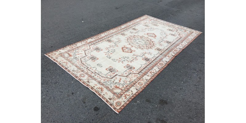 5x10 geometric dining room rug, rug for living room , Turkish rug, 5'4 X 9'10 Handmade rug ,distressed rug