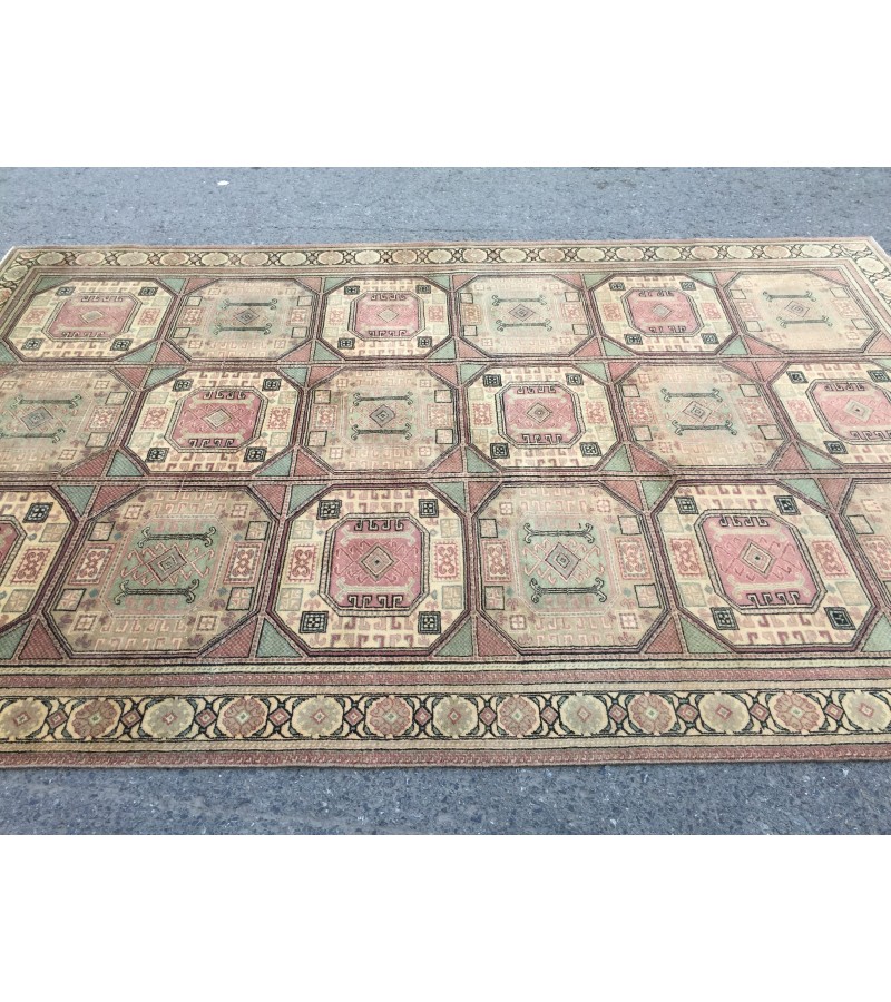 6x10 hand woven rug, wool geometric living room rug, 6'2 X 9'7 dining room rug