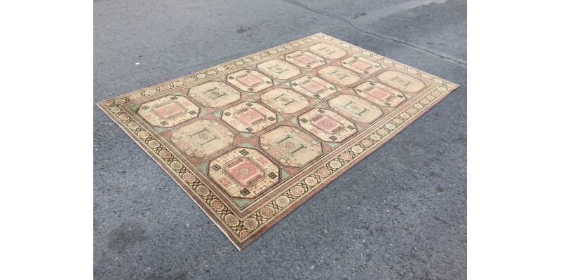 6x10 hand woven rug, wool geometric living room rug, 6'2 X 9'7 dining room rug