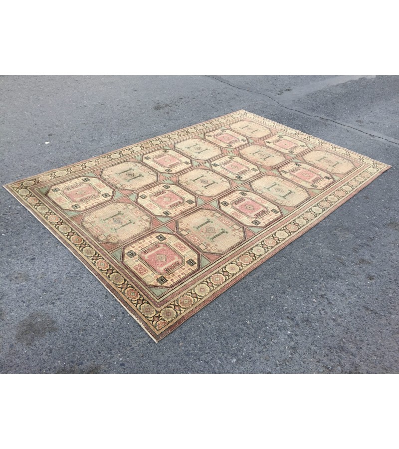 6x10 hand woven rug, wool geometric living room rug, 6'2 X 9'7 dining room rug