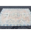 5x7 geometric Oushak rug, hand knotted rug ,70s rug , Repaired 4'10 X 6'9 rug for living room