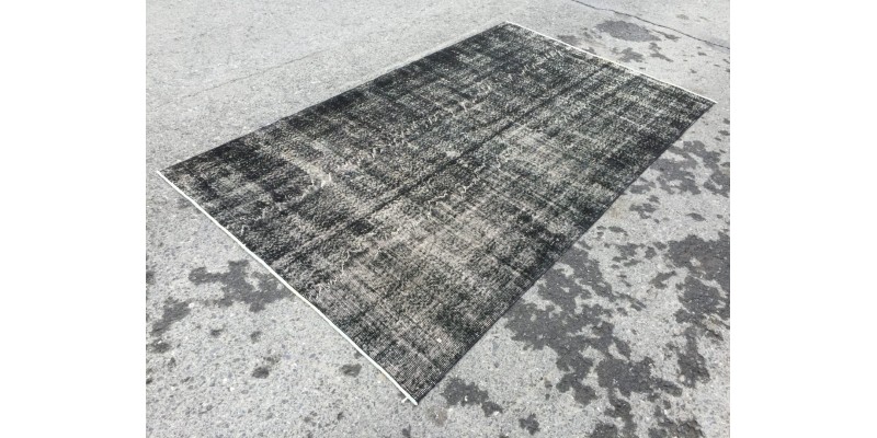 5x8 distressed rug, Area Rug , Black Turkish Rug ,4'6 X 7'8 Handmade Rug for living room